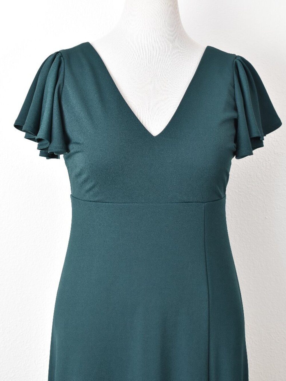 Birdy Grey Hannah Dress Crepe Emerald Flutter Sleeve - L - Picture 7 of 9